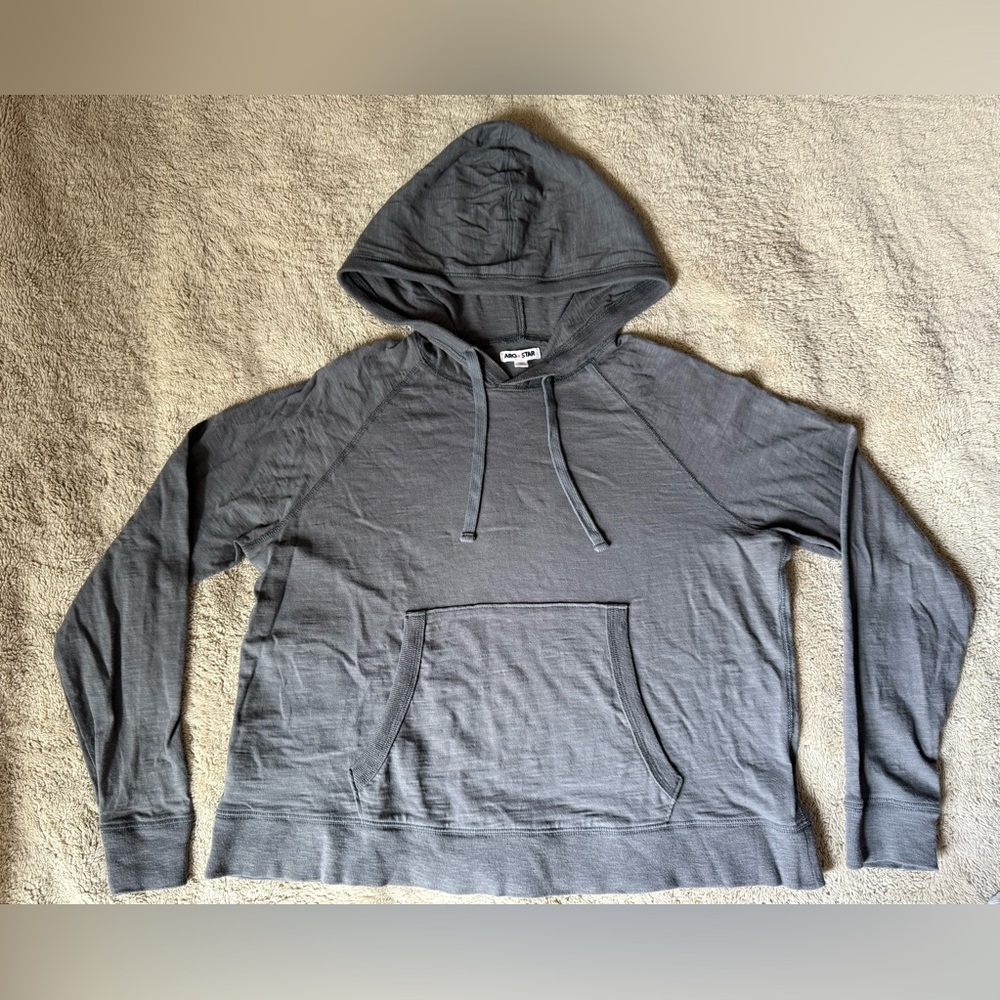 ARO+STAR Women Gray Hooded Pullover Sweatshirt lightweight oversized